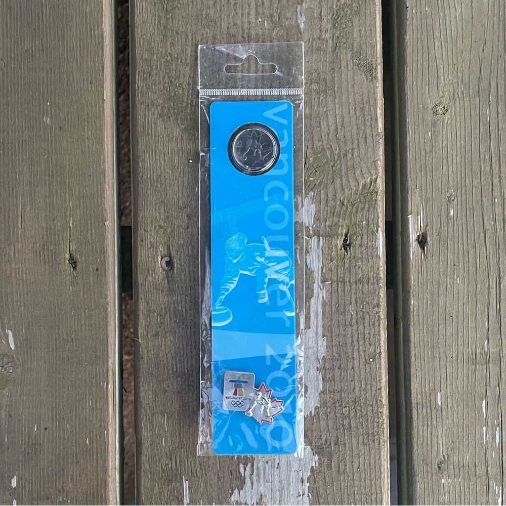 Royal Canadian Mint Vancouver Olympics 2007 Curling Quarter Bookmark & Lapel Pin